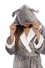 Just Love Critter Robe Sherpa Trim Velour Robes for Women