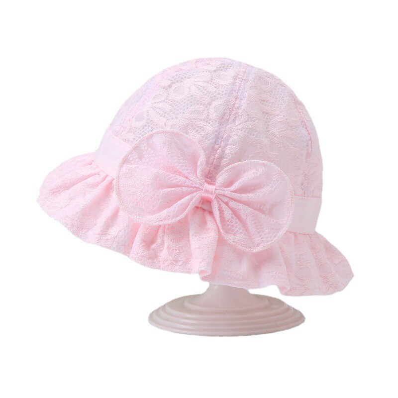 Baby Girls Floppy Hat Lace Embroidered Wide Brim Bow Sun