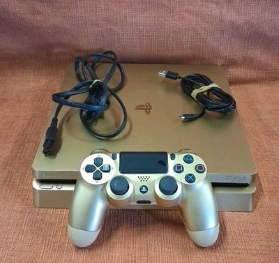 Sony PS4 Slim Gold Console 1TB Gold Controller Gaming System Very Clean Tested