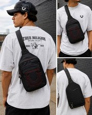 True Religion Corie Crossbody Sling Bag Black Red Horseshoe Travel Bag NWT