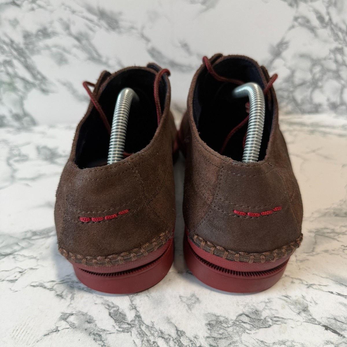 Cole Haan Mens Mason 4 Eye Ox Deck Suede Shoes Brown Sz 9M + Dr Scholl’s inserts Cole Haan Air Mason Brown Suede Red Trim Boat Oxfords Men 13  main image 4