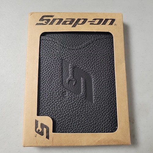 NEW - SNAP-ON TOOLS Black Leather Money Clip BI-FOLD WALLET Wrench Logo