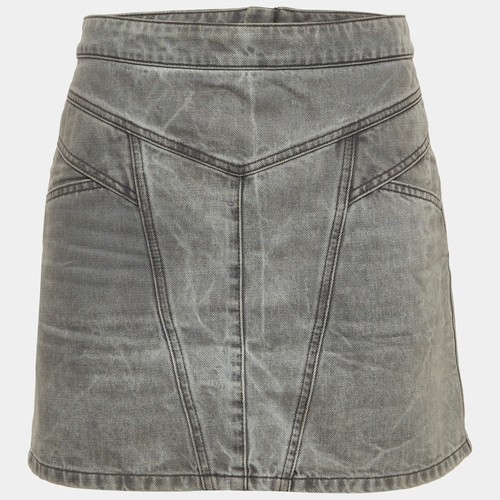 Givenchy Grey Denim Zip Up Mini Skirt M