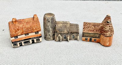 3 frühe TEY TERRA Großbritannien in Miniaturmodellen - Metzgerei, Kirche & Osthaus