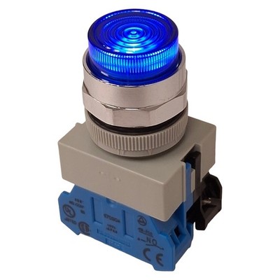 Idec ALW29910D-S-24V Illuminated Blue Momentary Pushbutton, ø22mm, 1NO, HW-F10