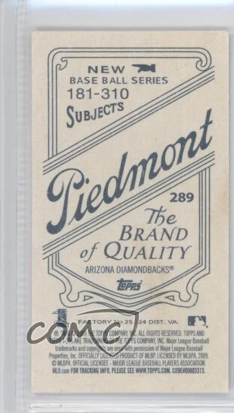 2009 Topps 206 Mini Piedmont Trevor Cahill (Should be Card #290) #289 Rookie RC - Image 2 of 2