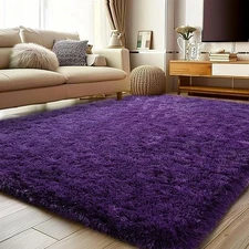 Soft Shag Rugs for Bedroom 4x6 Purple Fluffy Shaggy Feet