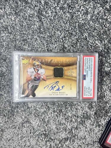 Drew Brees 2009 Exquisite Game Worn On Card Auto Patch /25 Psa 8 Auto 10 Pop 1