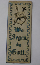 altes Lesezeichen Handarbeit  bestickt Wo Segen da Gott