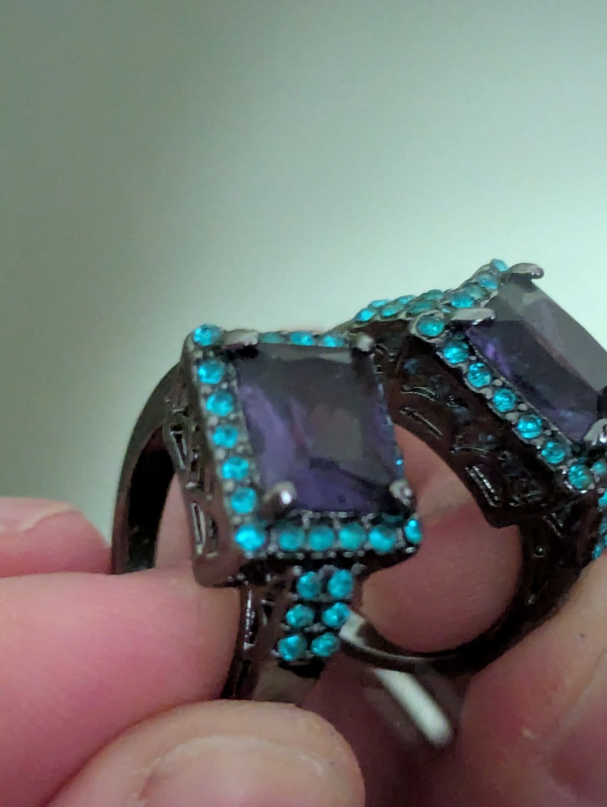 A purple Rectangular Stud Ring - image 18