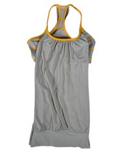 Lululemon Gray Yellow Striped Racerback Round Neck Running Top Women's Size 6
