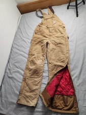 Carhartt Insulated Double Knee Canvas Bib Overalls Mens Size 38x36 Brown R41 BRN