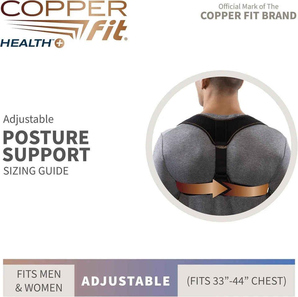 Copper Fit Health Unisex Posture Support, Adjustable,Black - Image 2 of 4