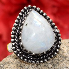 925 Silver Plated Rainbow Moonstone Jewellery Ring Handmade Size Us 7 JW