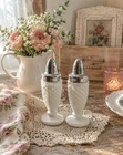Vintage Westmoreland Milk Glass salt and pepper shakers diamond quilt pattern