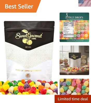 Old-Fashioned Spice Drops Candy - Chewy Jelly Candy, 6 Classic Flavors, 1 Pound
