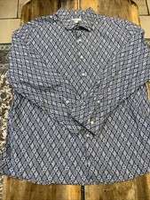 BAR III Slim Fit Long Sleeve Stretch Dress Shirt Blue Floral Men's Size XL