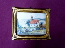 Willard M Mitchell Mini Watercolor Tadoussac Old Indian Church 3 x 2 1/2