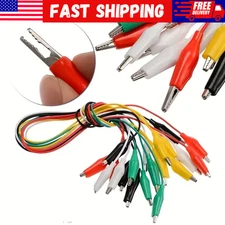 10Pcs Alligator Clips Electrical Test Leads Double Ended Jumper Wire 46CM DIY
