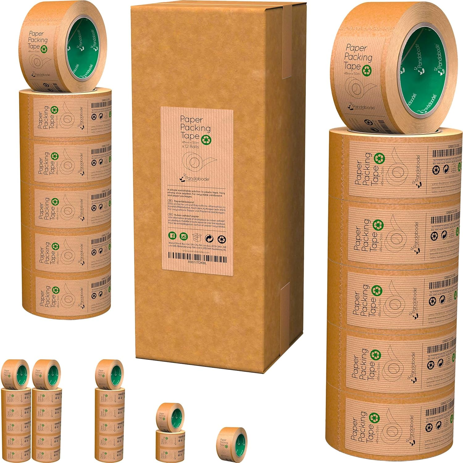 Kraft Paper Packing Tape 48Mm X 50M Brown Eco Friendly Parcel Packaging Tape 3 P