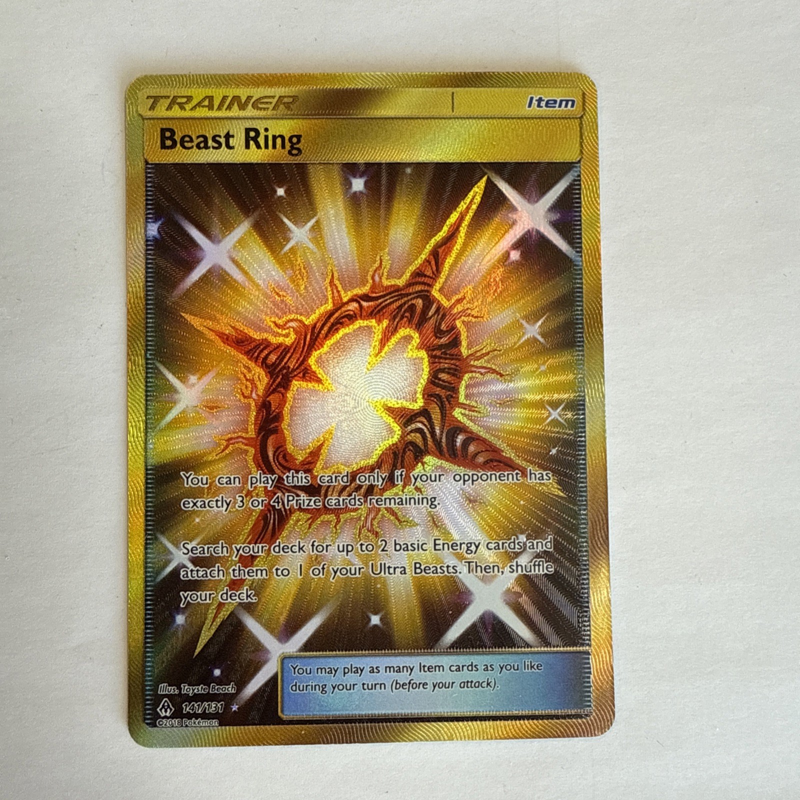 Beast Ring 141/131 SM Forbidden Light Secret Rare Full Art Pokemon Card NM