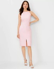 NEW ANN TAYLOR $159 PINK LINEN BLEND HALTER SHEATH DRESS SZ 4