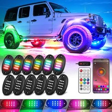 RGB IC LED Rock Lights 12 Pods Smart Sync Music Chasing for Trucks ATV UTV