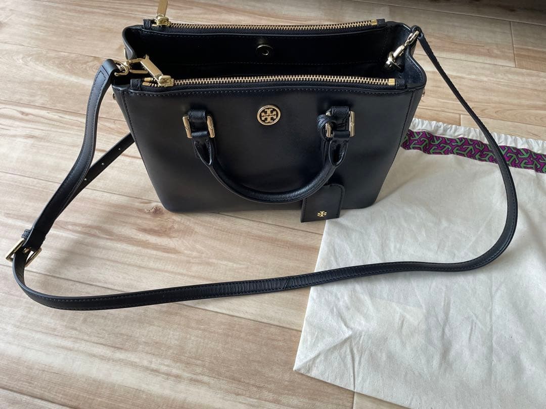 Tory Burch Saffiano Leather Shoulder Bag 2-way Black Zip Women's From Japan thumbnail 13