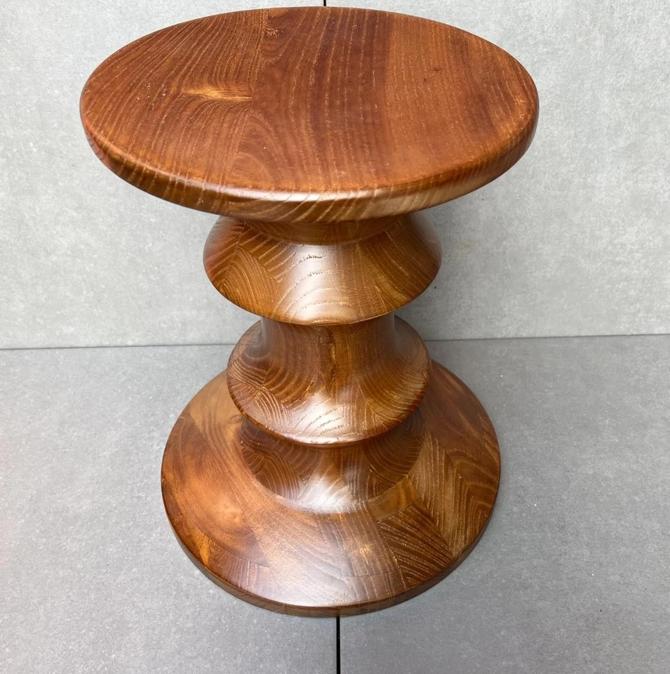 Eames Style Walnut Stool C Type Reproduction Mid Century Modern Design - Image 3 of 4
