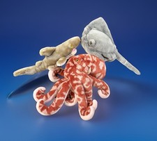 Lot Of Three Ocean Stuffed Animals Plush Octopus Stingray  Shark TOYS VGUC