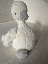 Rare Retired Jellycat Syllabub Swan Grey Chime Rattle 8.5”