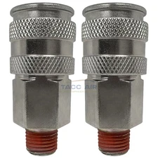 2 PC Universal 1/4" Male NPT Air Compressor Hose Quick Connect Coupler Socket
