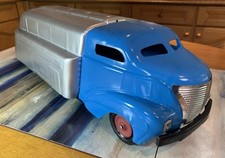 1938 Wyandotte Blue Pressed Steel Gasoline Tanker Toy Fully Restored Shark Nose 