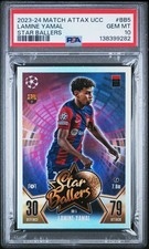 2023 TOPPS MATCH ATTAX UEFA CLUB COMPETITIONS STAR BALLERS LAMINE YAMAL PSA 10