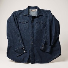 Vtg Big Mac Denim Western Snap Shirt Jacket Mens 2XL Indigo Workwear Rancher USA