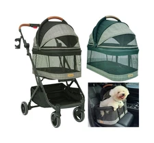 ROODO Fashion 3-in-1 Dog Cat Stroller with Detachable Carrier&Car S... Fast Ship