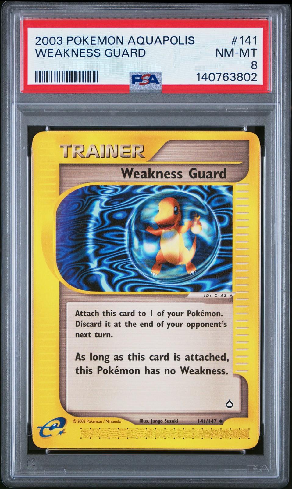 2003 POKEMON AQUAPOLIS #141 WEAKNESS GUARD PSA 8