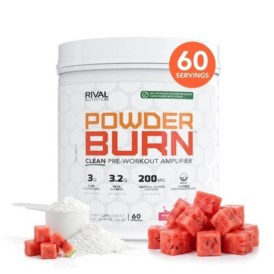 Rival Nutrition Powder Burn Clean PreWorkout Watermelon Candy, 60 Servings