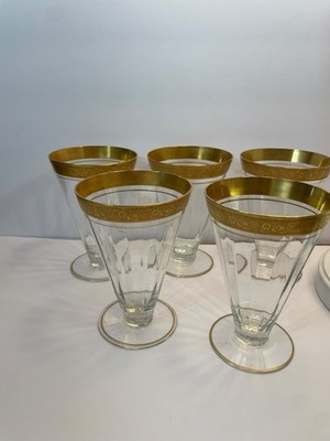 Tiffin Franciscan Rose Set of 5 Rambler Rose 1930 s Tea Parfait Gold Etched Glas