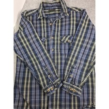 Field and Stream Mens Blue Plaid Long Sleeve Heavyweight Flannel Shirt Size M