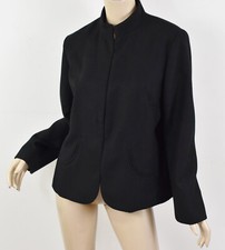 CHICO'S Solid Black Soft Felted Brushed Hook  Eye Front Blazer Jacket 2 L 12