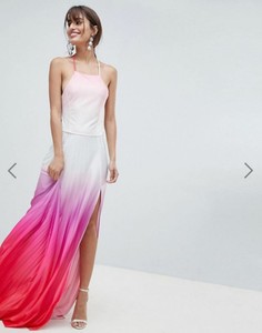 ombre pleated maxi dress