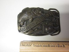Bass Anglers Sportsman Society-Made in U S A-3 x 2 inch-Brass- BELT BUCKLE-older