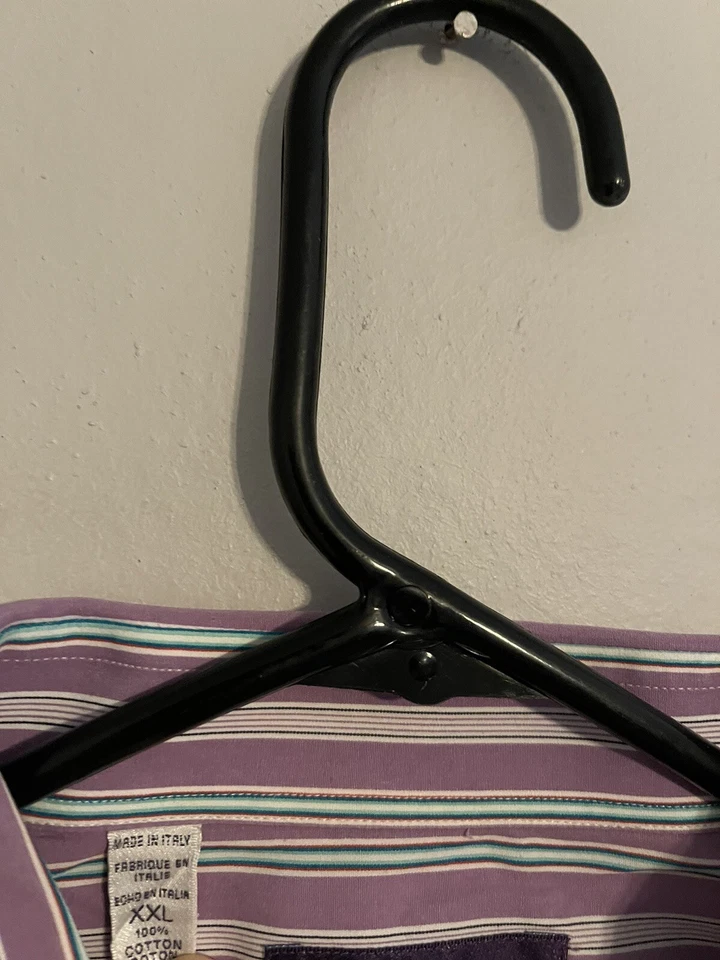 Camisa de Vestir Ralph Lauren Etiqueta Púrpura Italia Rayas L/S Abotonada - Para Hombre 2XL Foto 3 de 4