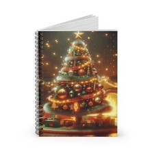 Spiral Notebook Ruled Line Decorated Christmas Tree with Gifts Design 2, Gift