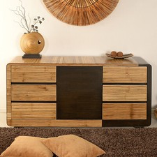Bambus Kommode Zen Designer Edel Asiatische Möbel Schrank Sideboard Holz Asia 