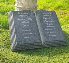 Personalised Granite Open Book Bible Memorial Grave Plaque Cemetery Headstone