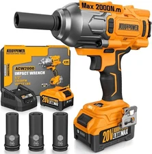 Cordless Brushless Impact Wrench, 1475 ft-lbs (2000N.m), 1/2 High Torque power