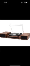 LP and No.1 LPSC-008 Bluetooth Vinyl Record Player w/ External Speakers Mahogany