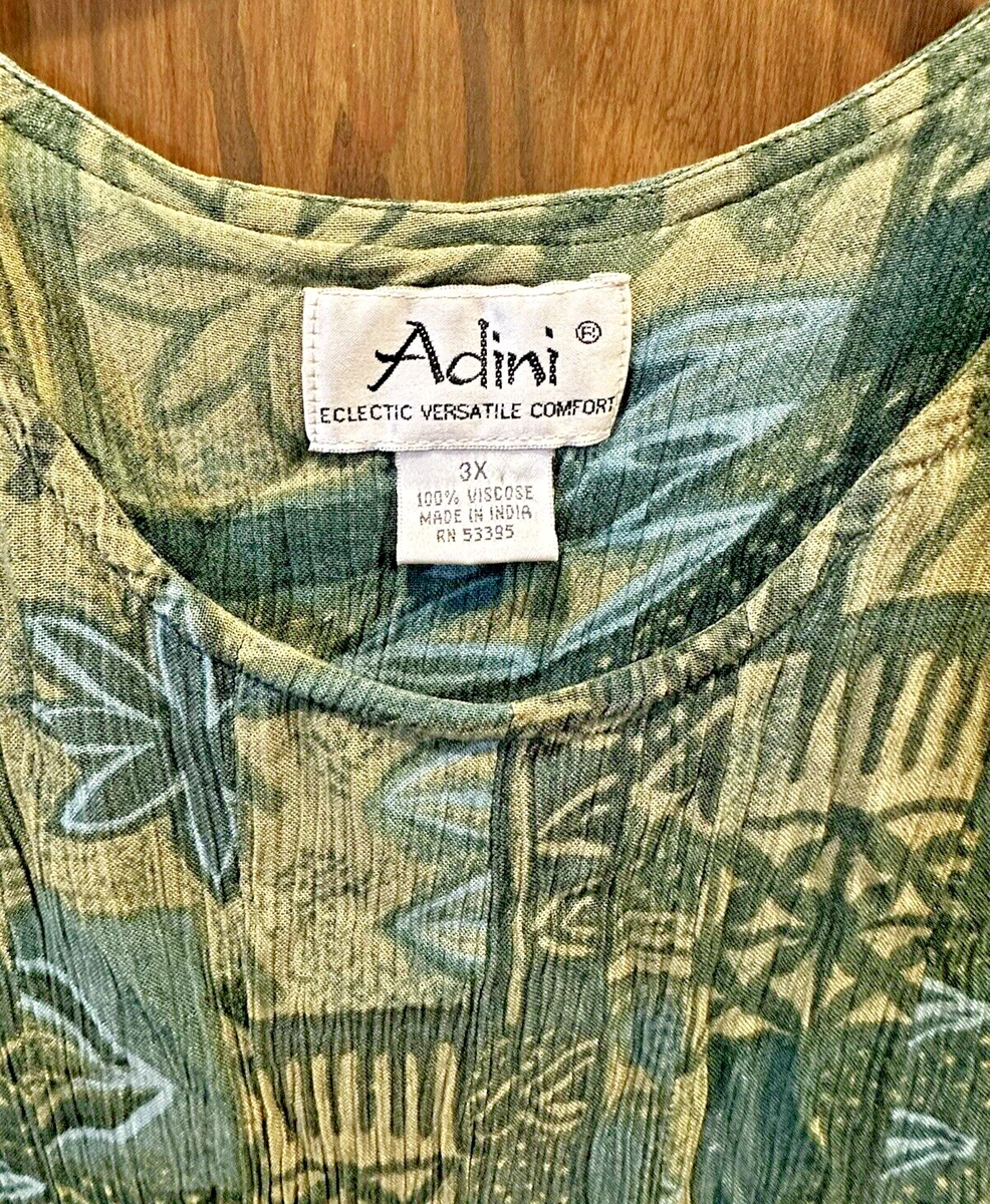 Vintage Womens Adini Eclectic Versatile Comfort Green Long Size 3X